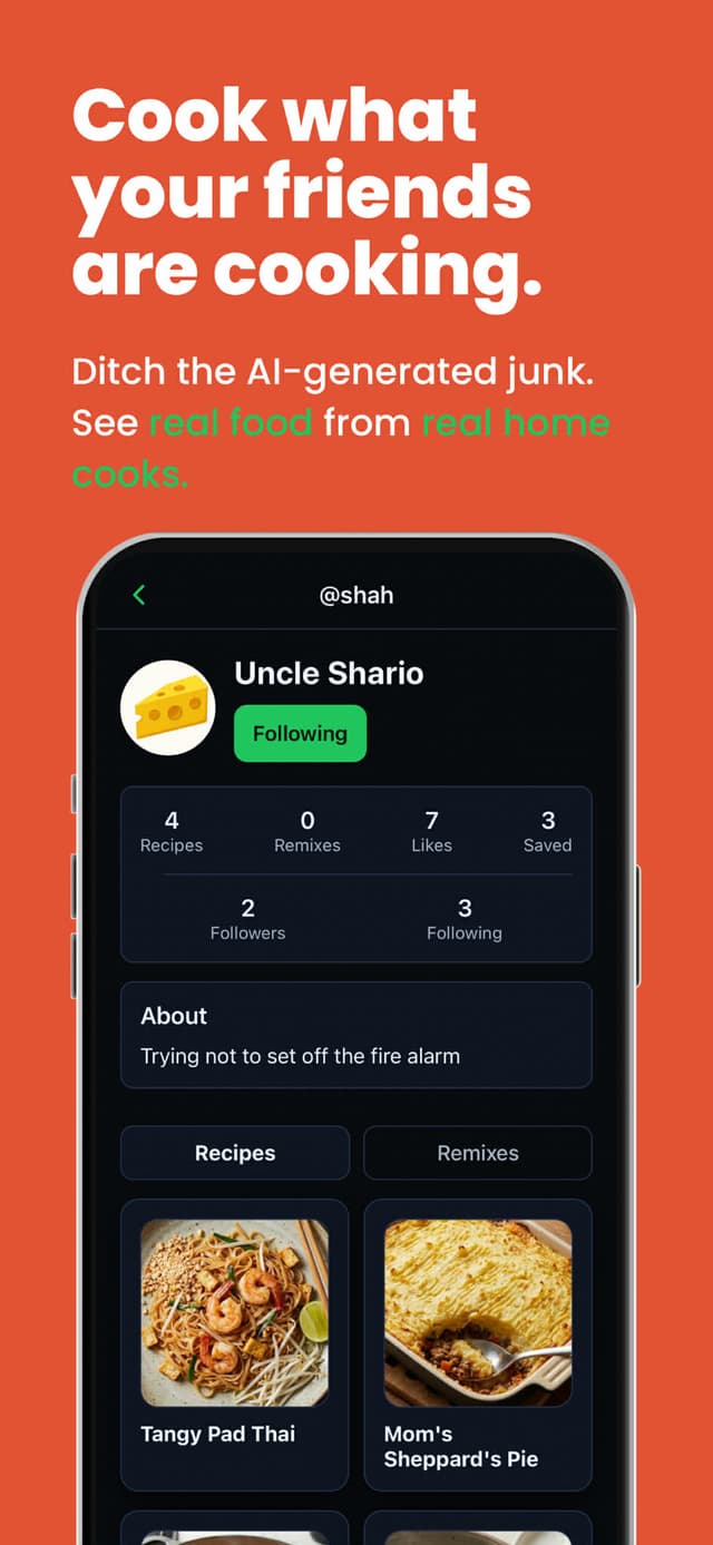 Follow friends and home cooks — see what real people are actually making