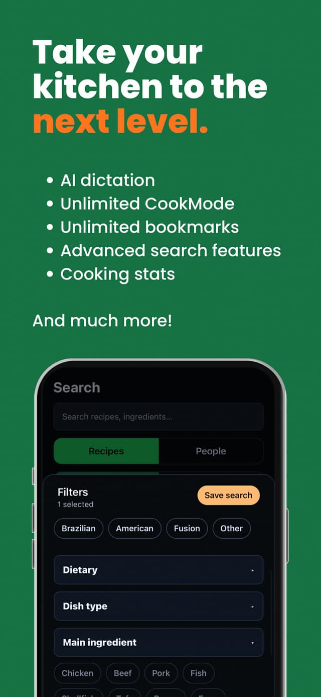 Advanced search and filters — find exactly the recipe you want